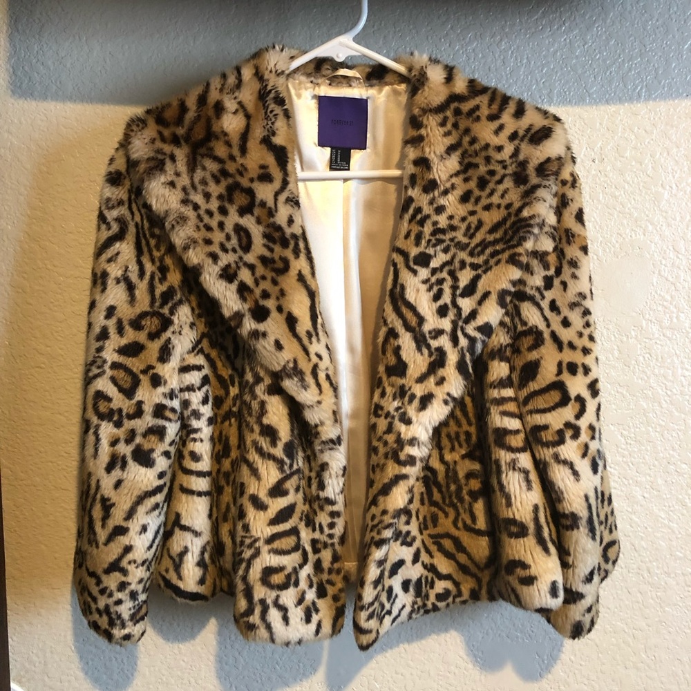 Forever 21 Leopard Shrug Coat